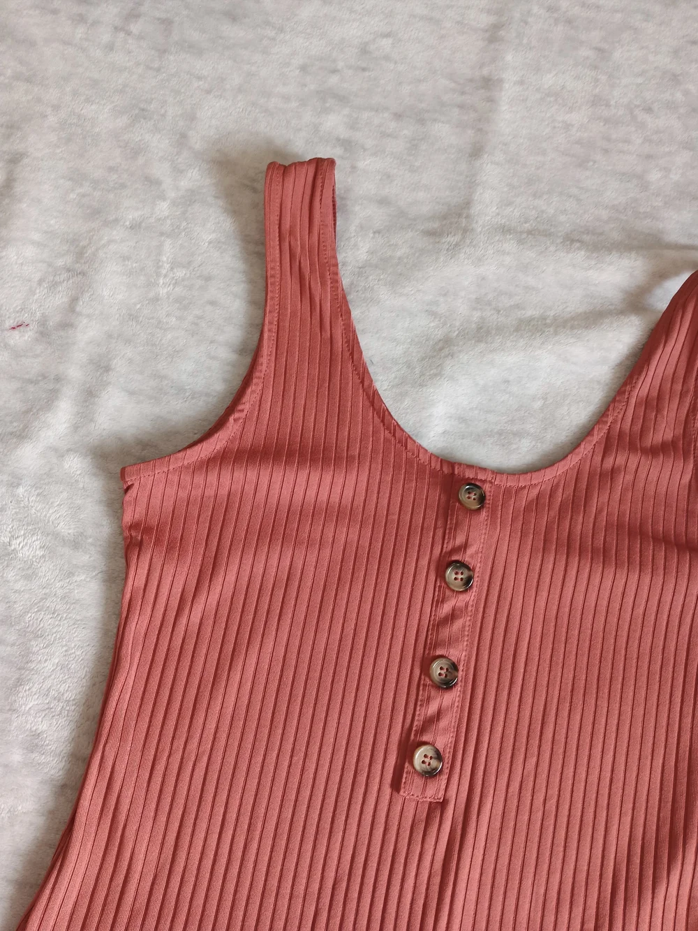 H&M | Size M Ribbed Button-Front Orange Bodysuit - Picture 3 of 6
